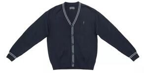 Giordano Cardigan Mens XL Button Front Black Cotton Contrasting Trim Pockets